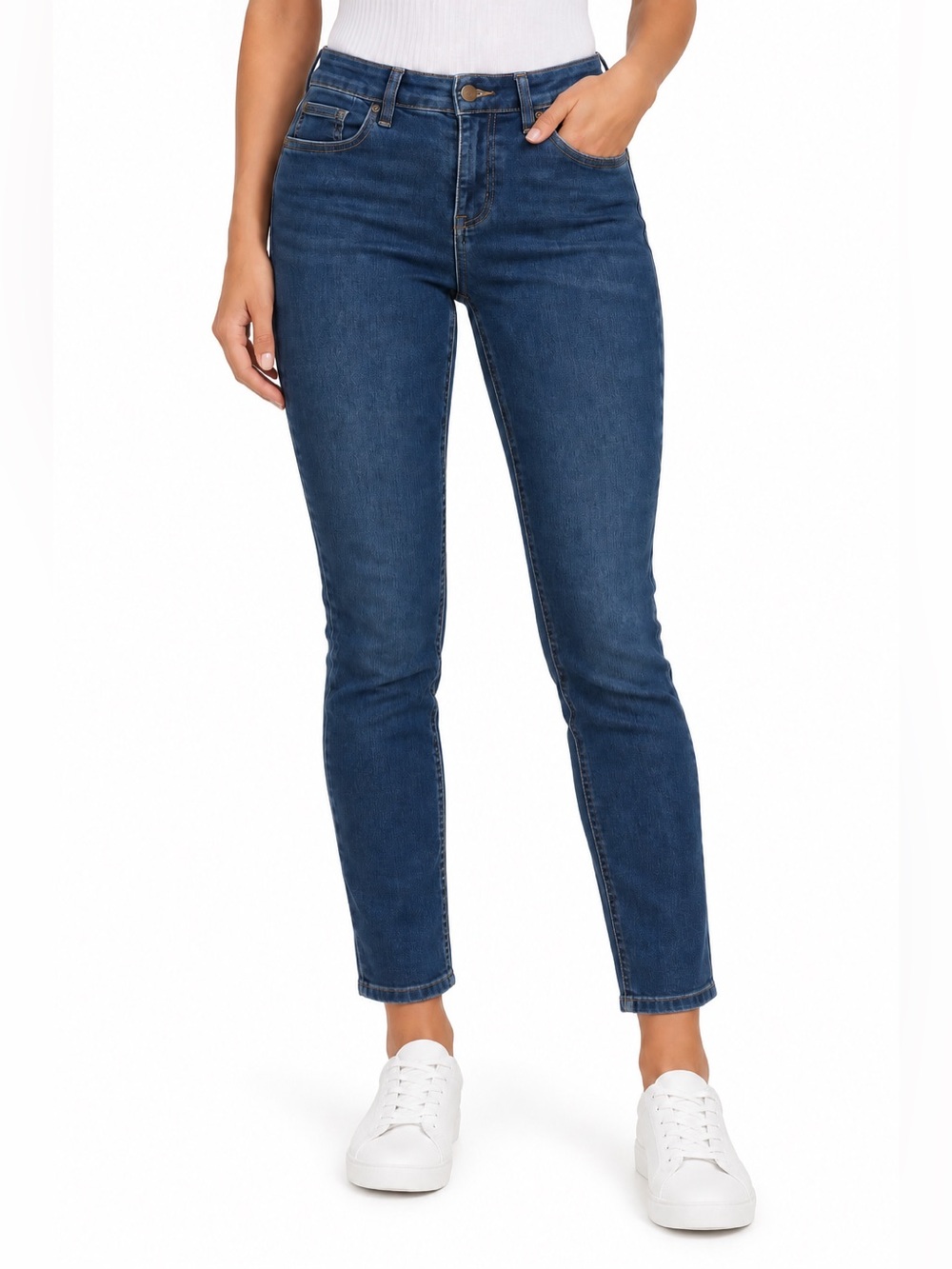 Jones New York SOHO Ankle Secret Slimming High-Rise Skinny Jeans - Dark Blue